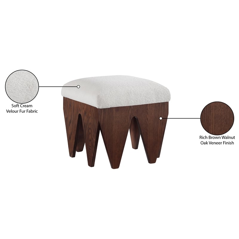 Meridian Furniture Altair Cream Velour Fur Fabric Bench