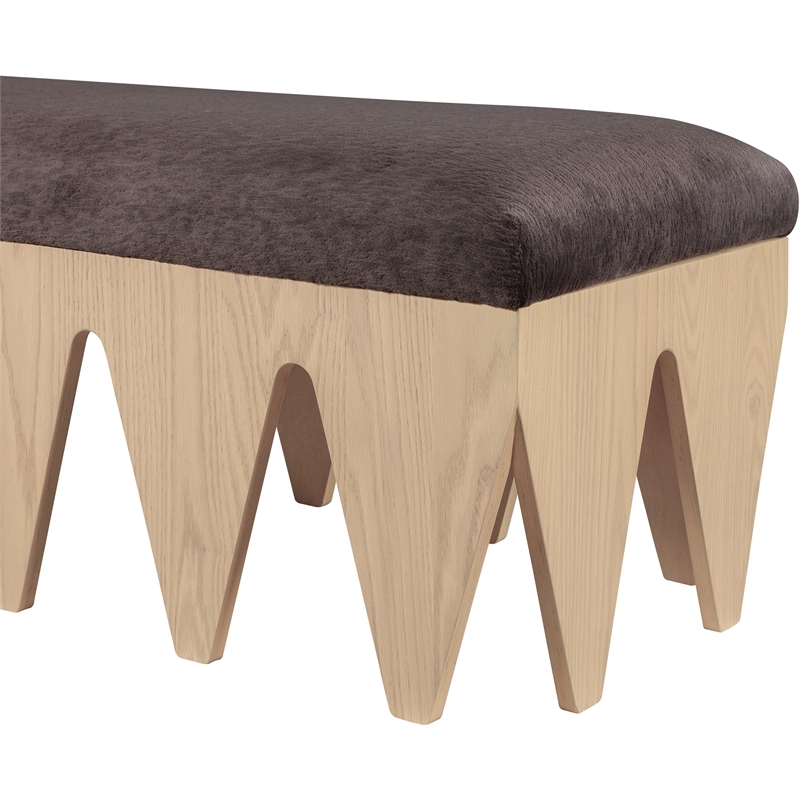 Meridian Furniture Altair Brown Velour Fur Fabric Bench