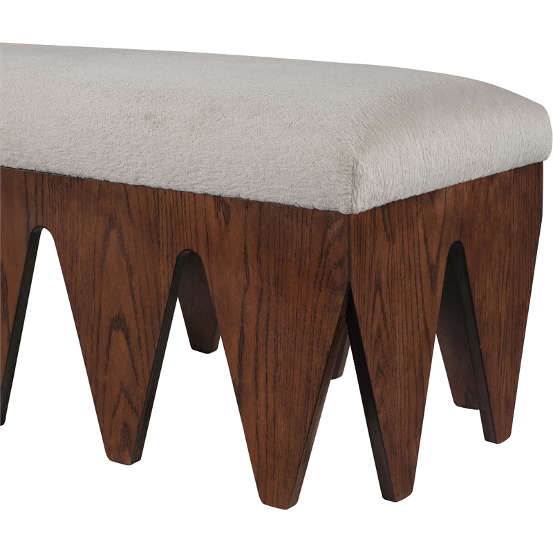 Meridian Furniture Altair Beige Velour Fur Fabric Bench