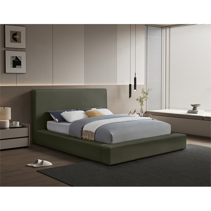 Meridian Furniture Dorian Green Velvet Queen Bed