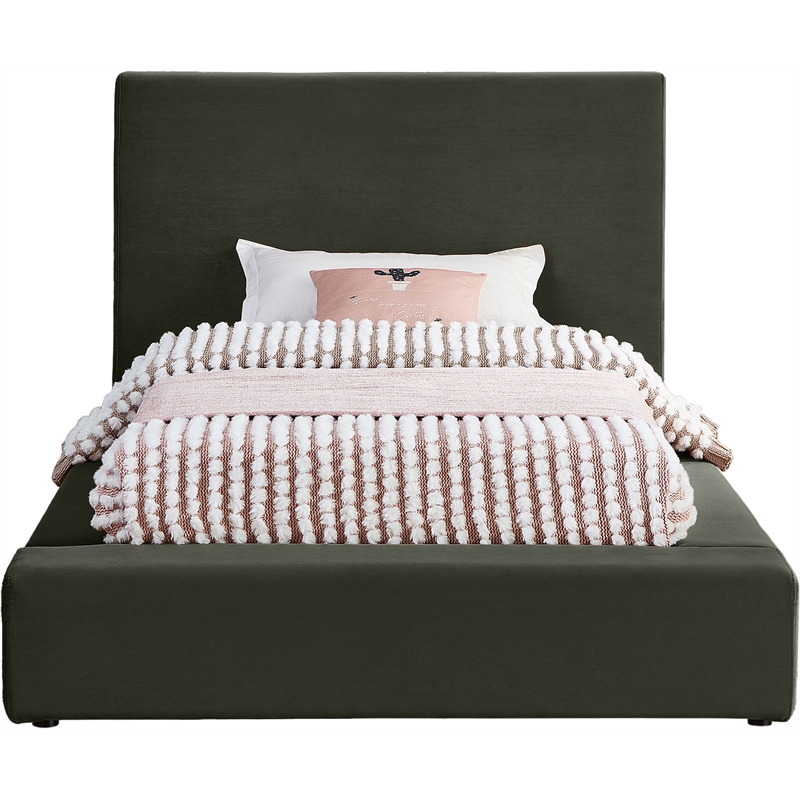 Meridian Furniture Dorian Green Velvet Twin Bed