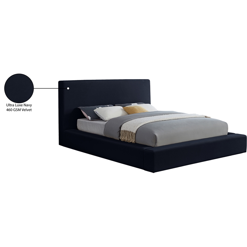 Meridian Furniture Dorian Navy Velvet Queen Bed