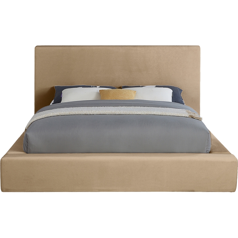 Meridian Furniture Dorian Beige Velvet Full Bed