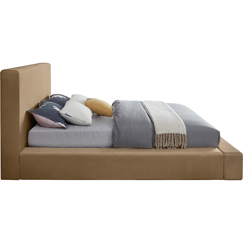 Meridian Furniture Dorian Beige Velvet Full Bed