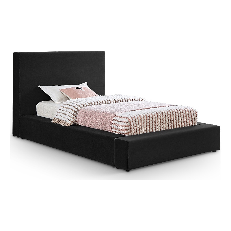 Meridian Furniture Dorian Black Velvet Twin Bed