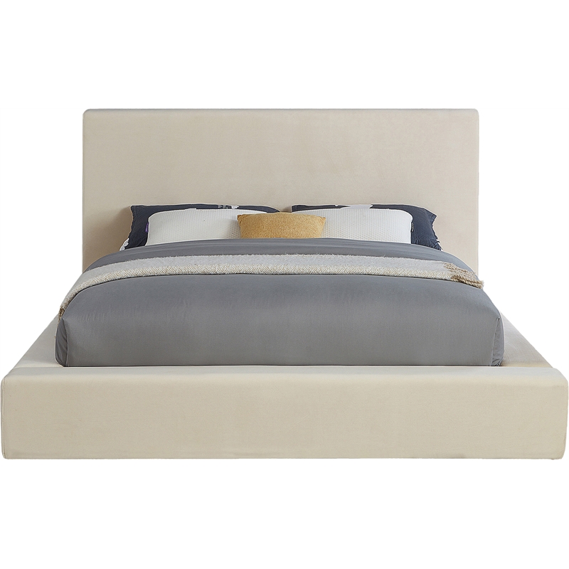 Meridian Furniture Dorian Cream Velvet Full Bed
