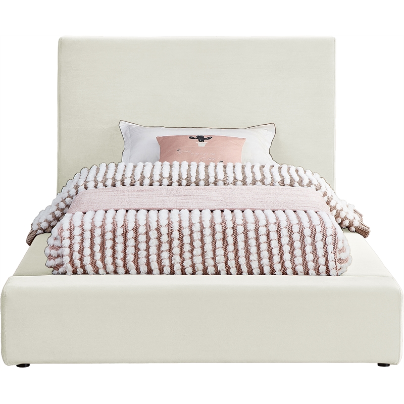 Meridian Furniture Dorian Cream Velvet Twin Bed