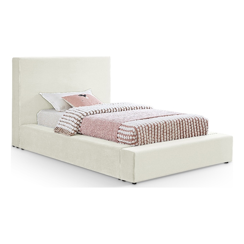 Meridian Furniture Dorian Cream Velvet Twin Bed