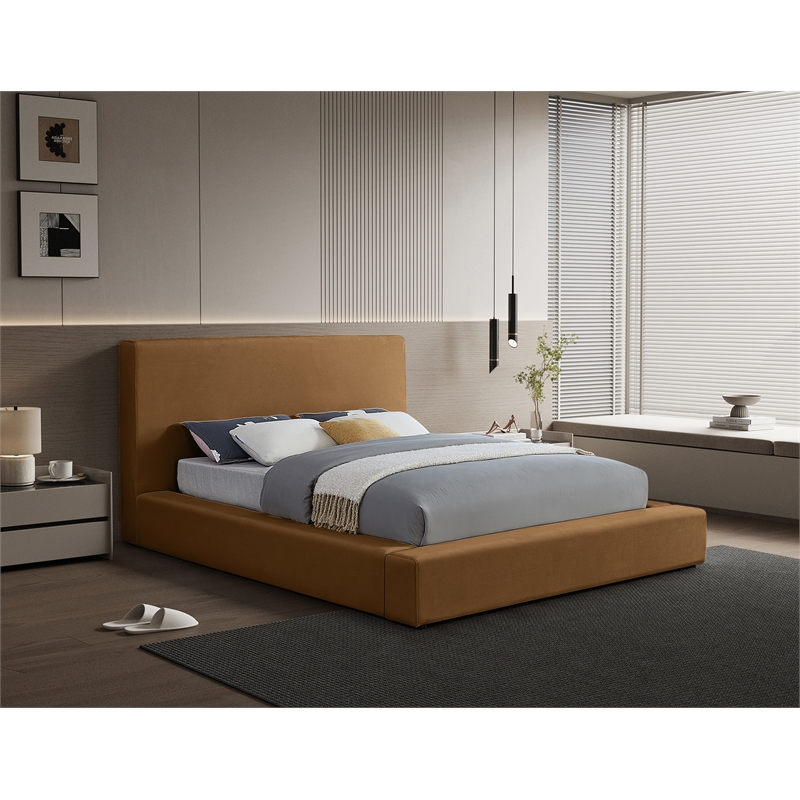 Meridian Furniture Dorian Saddle Velvet Full Bed
