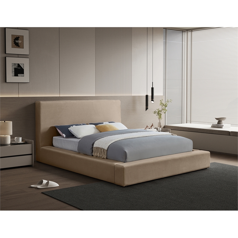 Meridian Furniture Dorian Taupe Velvet Full Bed