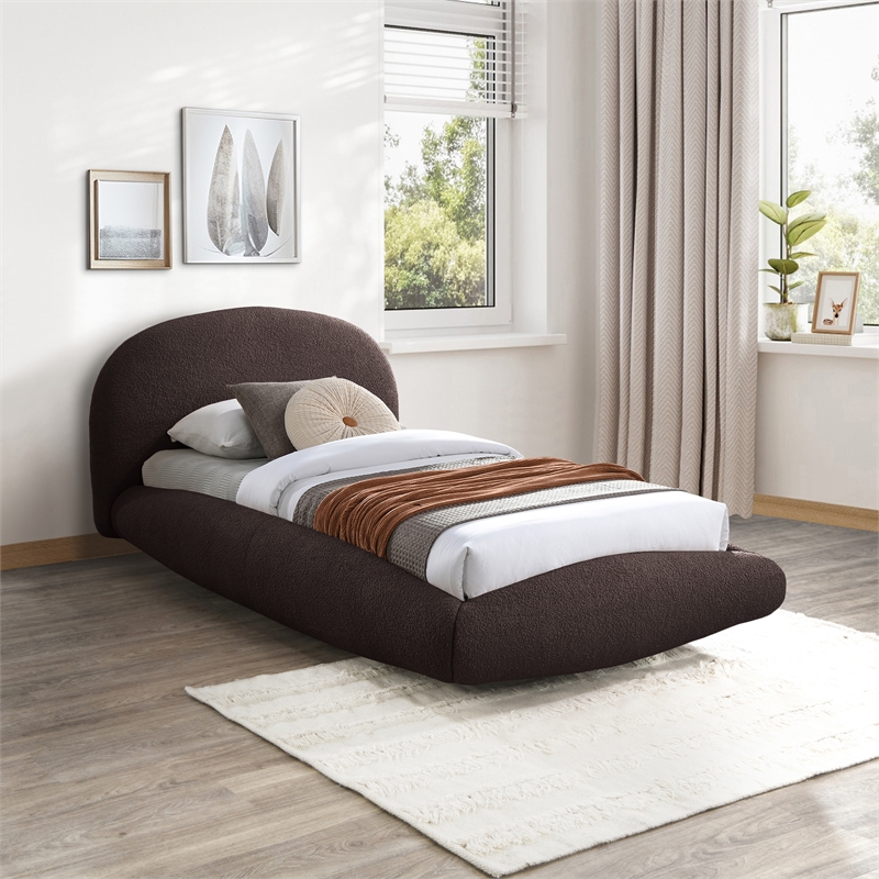 Meridian Furniture Genesis Brown Teddy Fabric Twin Bed