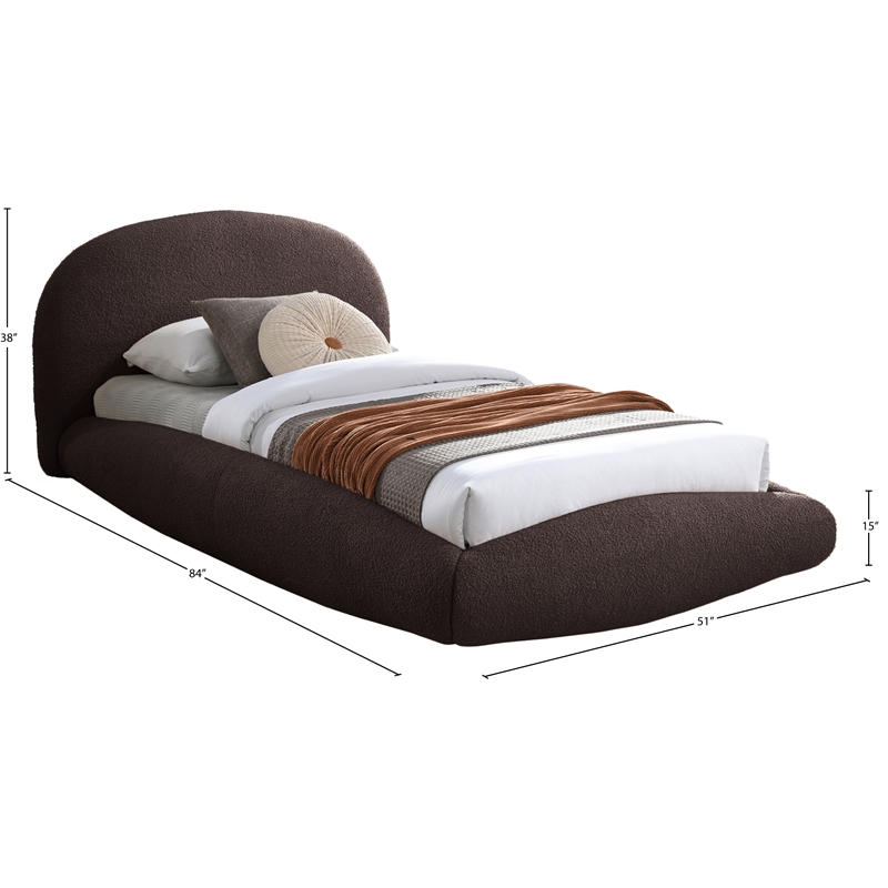 Meridian Furniture Genesis Brown Teddy Fabric Twin Bed