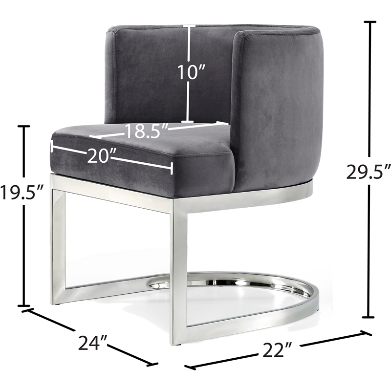 Meridian Furniture Gianna Grey Velvet Dining Chair (Set of 2)