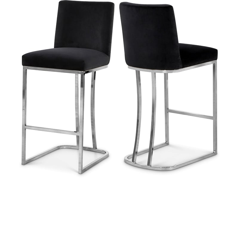 Meridian Furniture Heidi Black Velvet Stool (Set of 2)