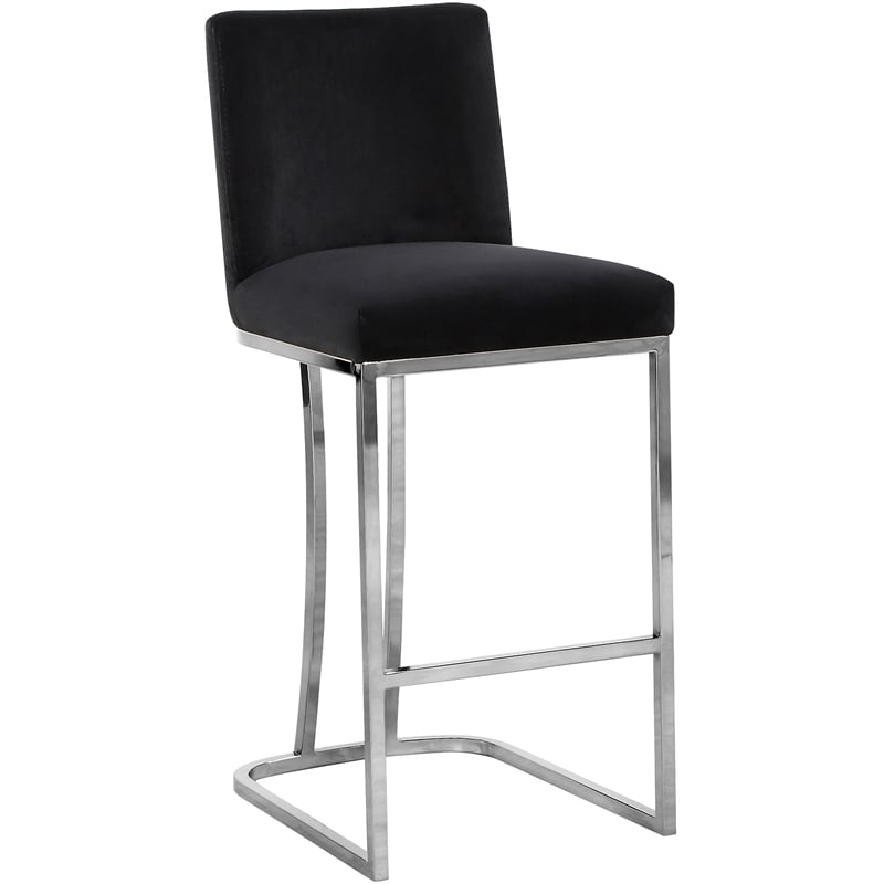 Meridian Furniture Heidi Black Velvet Stool (Set of 2)