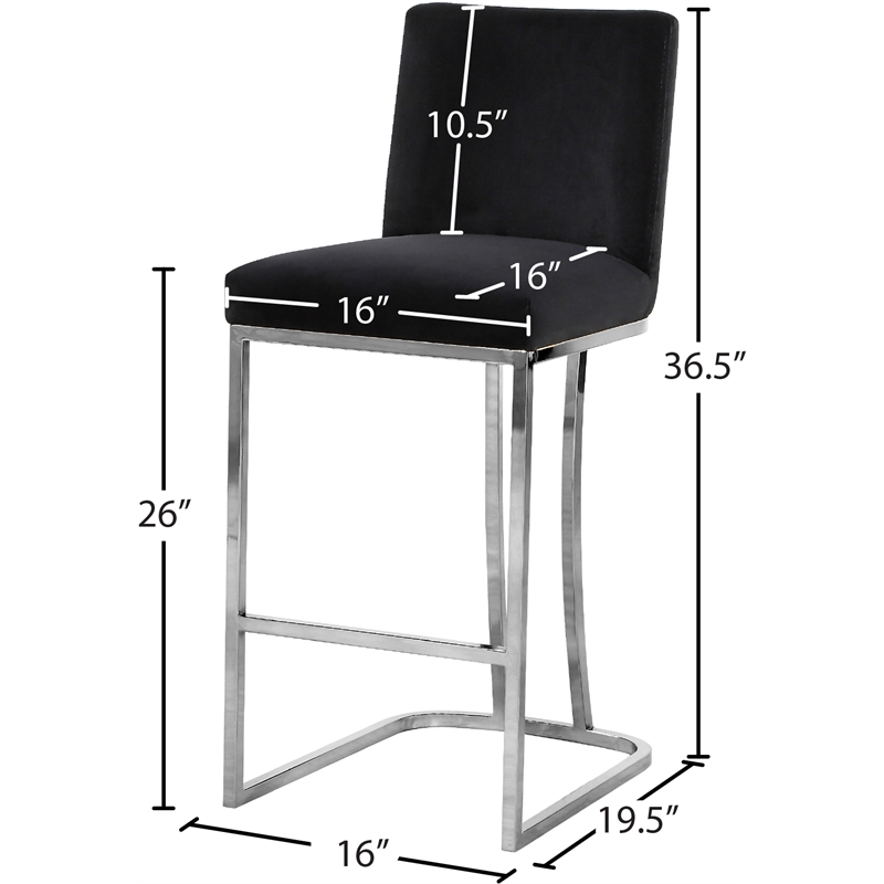 Meridian Furniture Heidi Black Velvet Stool (Set of 4)