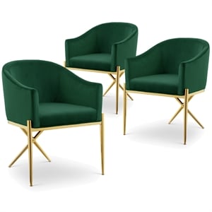 Meridian Furniture Xavier Green Velvet Dining Chair (Set of 3)