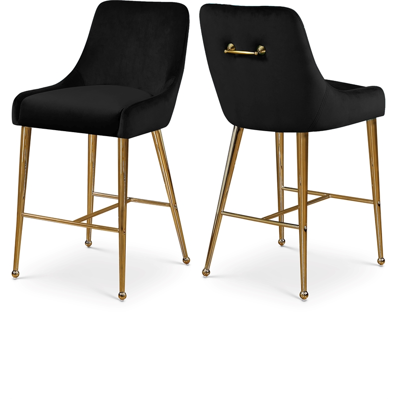 Meridian Furniture Owen Black Velvet Stool (Set of 6)