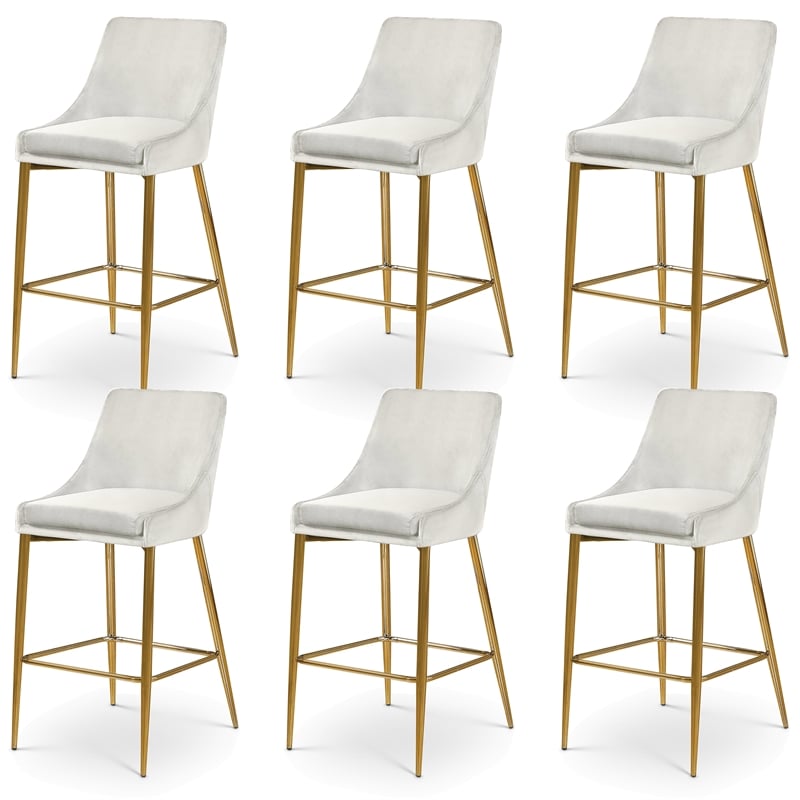 Meridian Furniture Karina Cream Velvet Stool (Set of 6)