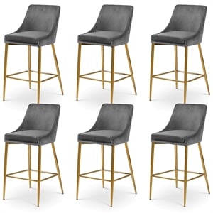 Meridian Furniture Karina Grey Velvet Stool (Set of 6)