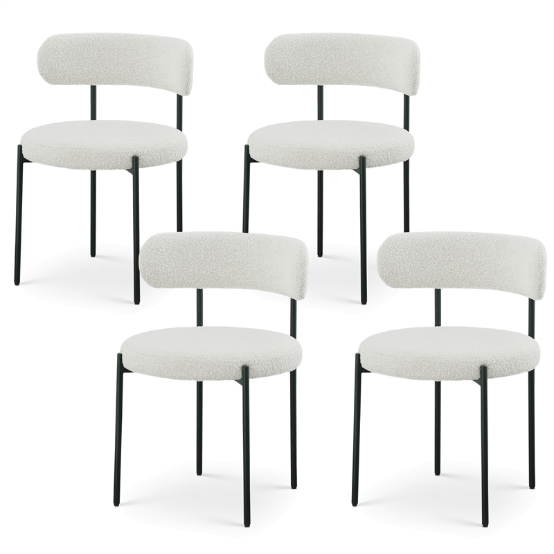 Meridian Furniture Beacon Cream Boucle Fabric Dining Chair (Set of 4)