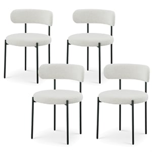 Meridian Furniture Beacon Cream Boucle Fabric Dining Chair (Set of 4)