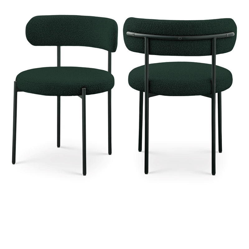 Meridian Furniture Beacon Green Boucle Fabric Dining Chair (Set of 4)