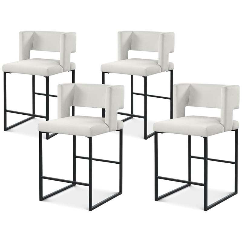 Meridian Furniture Caleb Cream Velvet Counter Stool (Set of 4)