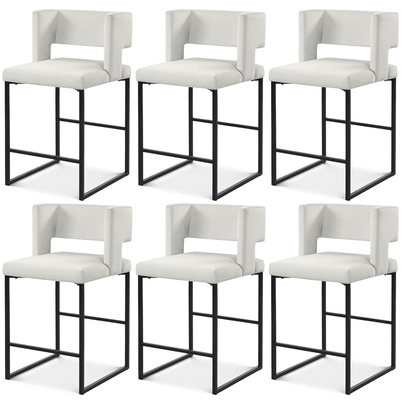 Meridian Furniture Caleb Cream Velvet Counter Stool (Set of 6)
