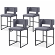 Meridian Furniture Caleb Grey Velvet Counter Stool (Set of 4)