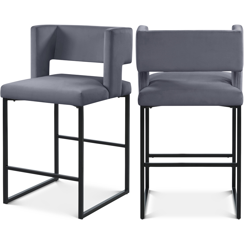 Meridian Furniture Caleb Grey Velvet Counter Stool (Set of 6)