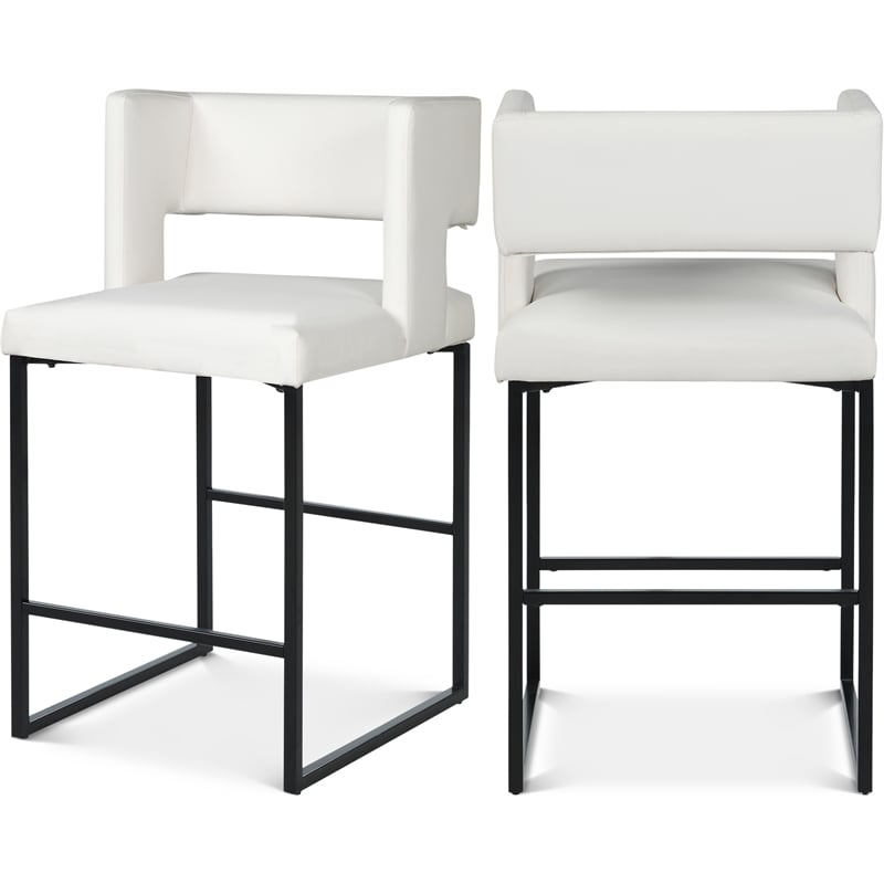 Meridian Furniture Caleb White Vegan Leather Counter Stool (Set of 6)