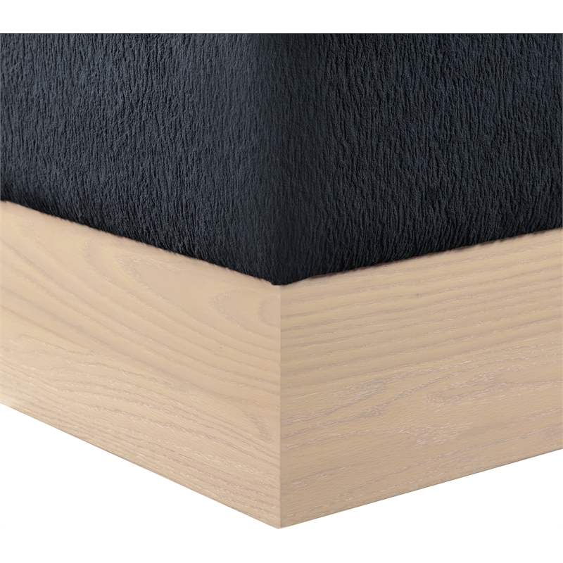 Meridian Furniture Havre Black Velour Fur Fabric Ottoman/Stool