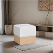 Meridian Furniture Havre Cream Velour Fur Fabric Ottoman/Stool
