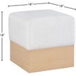 Meridian Furniture Havre Cream Velour Fur Fabric Ottoman/Stool
