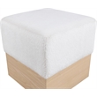 Meridian Furniture Havre Cream Velour Fur Fabric Ottoman/Stool