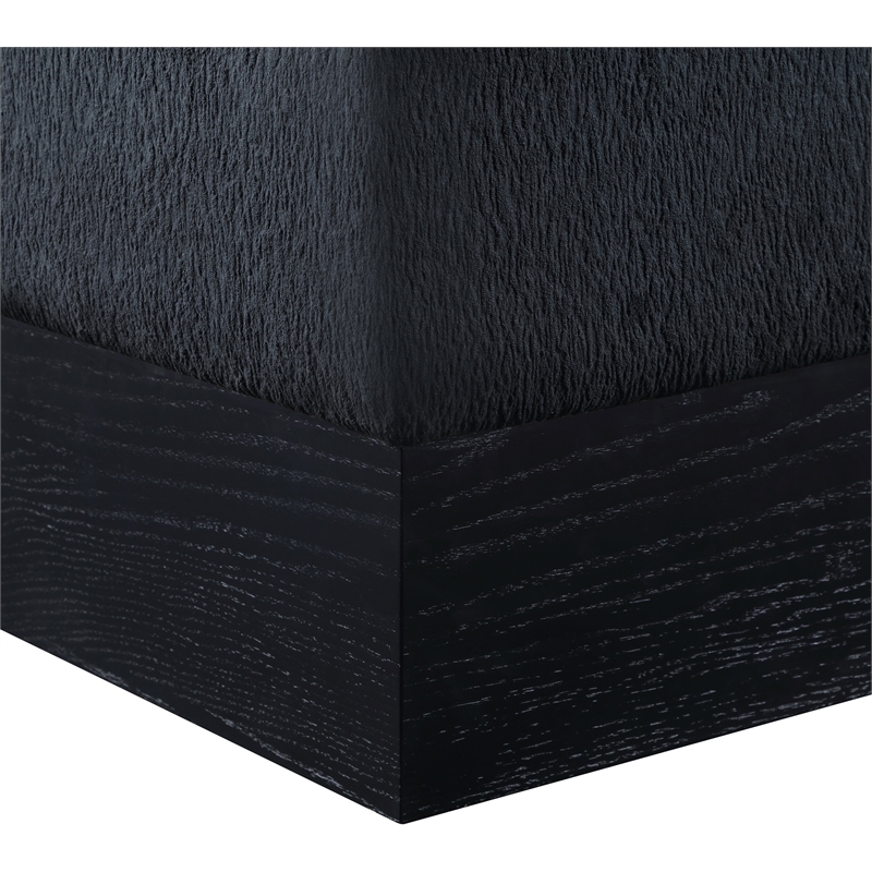 Meridian Furniture Havre Black Velour Fur Fabric Ottoman/Stool