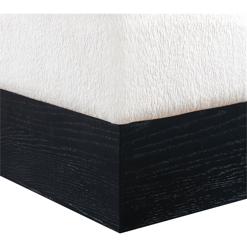 Meridian Furniture Havre Cream Velour Fur Fabric Ottoman/Stool