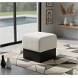 Meridian Furniture Havre Cream Velour Fur Fabric Ottoman/Stool