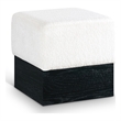 Meridian Furniture Havre Cream Velour Fur Fabric Ottoman/Stool