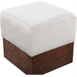 Meridian Furniture Havre Beige Velour Fur Fabric Ottoman/Stool
