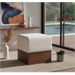 Meridian Furniture Havre Beige Velour Fur Fabric Ottoman/Stool