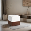Meridian Furniture Havre Cream Velour Fur Fabric Ottoman/Stool