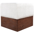 Meridian Furniture Havre Cream Velour Fur Fabric Ottoman/Stool