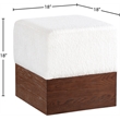 Meridian Furniture Havre Cream Velour Fur Fabric Ottoman/Stool