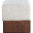 Meridian Furniture Havre Cream Velour Fur Fabric Ottoman/Stool