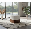 Meridian Furniture Havre Cream Velour Fur Fabric Ottoman/Stool