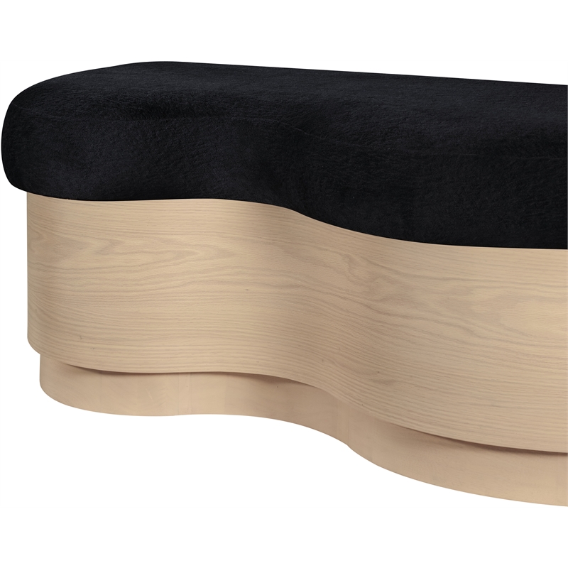 Meridian Furniture Savoy Black Velour Fur Fabric Bench