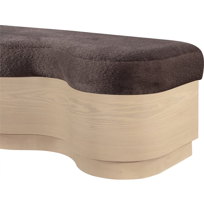 Meridian Furniture Savoy Brown Velour Fur Fabric Bench