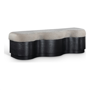 Meridian Furniture Savoy Beige Velour Fur Fabric Bench